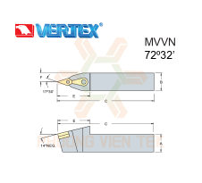 Cán Dao Tiện Ngoài MVVN 72°32’ Ghép Mảnh Vertex