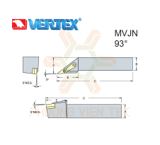 Cán Dao Tiện Ngoài MVJN 93° Ghép Mảnh Vertex