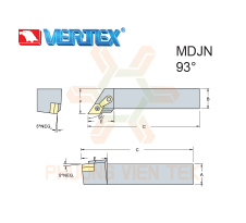Cán Dao Tiện Ngoài MDJN 93° Ghép Mảnh Vertex
