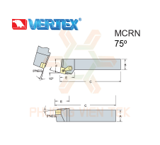 Cán Dao Tiện Ngoài MCRN 75° Ghép Mảnh Vertex