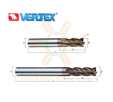 Dao Phay Ngón Hợp Kim Chạy Tinh 4 Me VE164, VE165 Vertex (<56HRC)