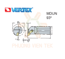 Cán Dao Tiện Trong MDUN 93° Ghép Mảnh Vertex
