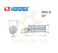 Cán Dao Tiện Trong MWLN 95° Ghép Mảnh Vertex