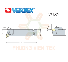 Cán Dao Tiện Ngoài WTXN Ghép Mảnh Vertex