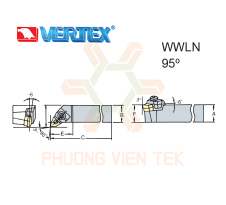 Cán Dao Tiện Ngoài WWLN 95° Ghép Mảnh Vertex