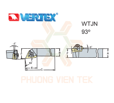 Cán Dao Tiện Ngoài WTJN 93° Ghép Mảnh Vertex
