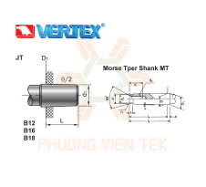 Chuôi Đầu Kẹp Mũi Khoan Côn JT , MT, B12, B16, B18 Vertex
