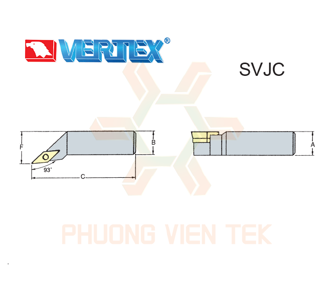 Cán Dao Tiện Ngoài SVJC 93° Ghép Mảnh Vertex