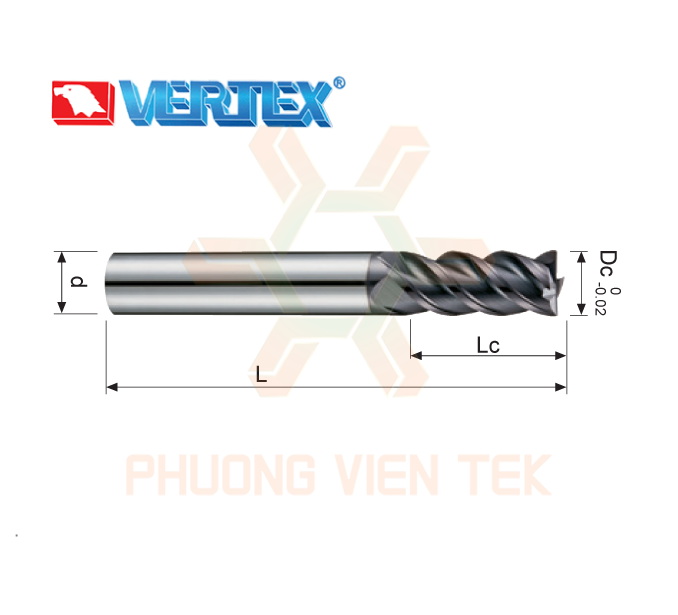 Dao Phay Ngón Hợp Kim Chạy Tinh 4 Me VEC40 Vertex (<48HRC)